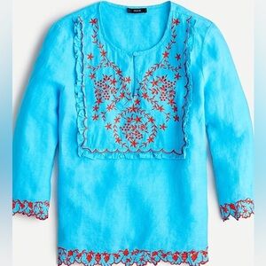 J. Crew Embroidered Linen Top